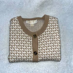 MK Crewneck Cardigan Sweater